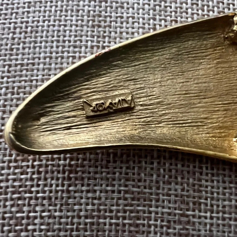 Vintage A Taylor Gold Tone Abstract Teardrop Belt Buckle 3.5